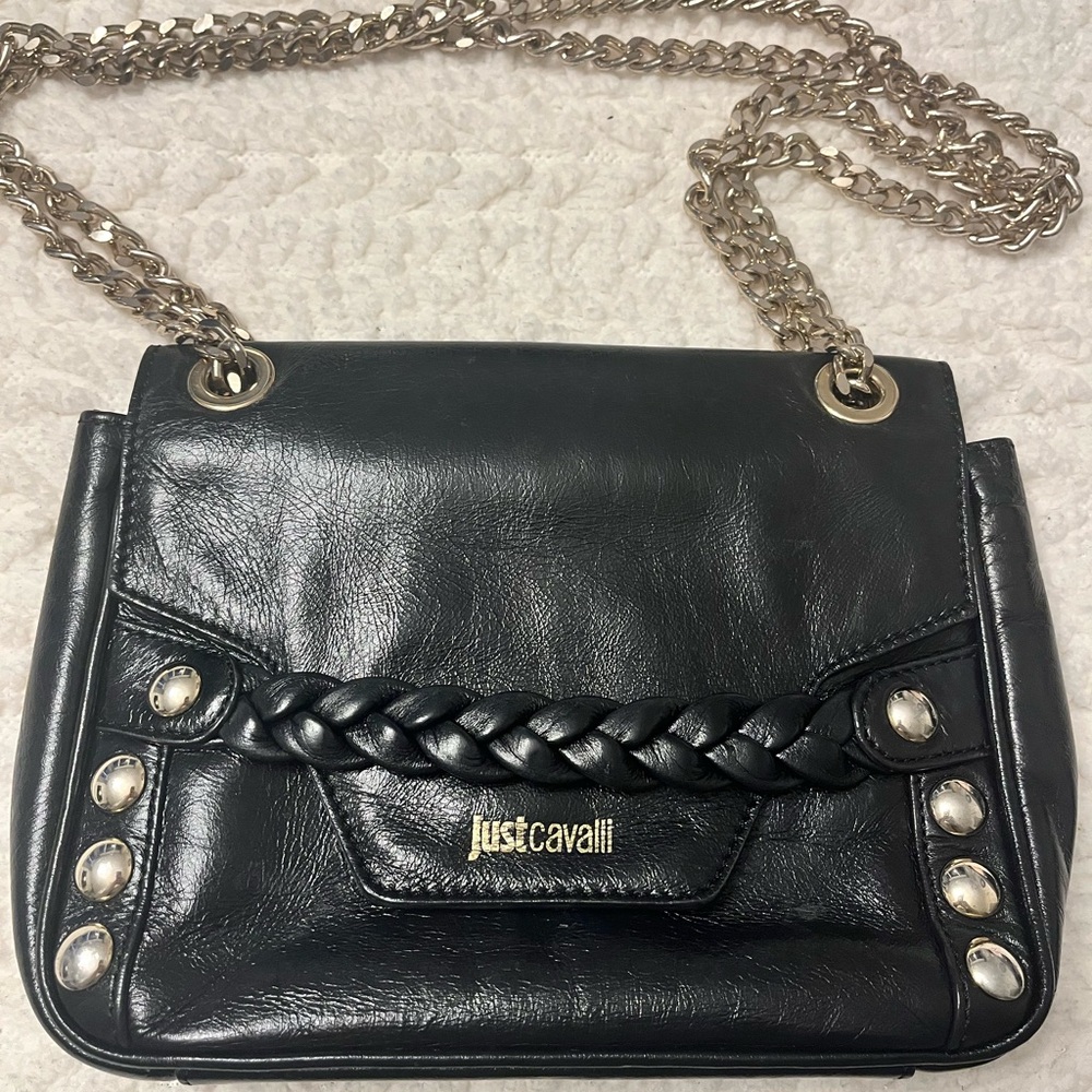 Authentic Just Cavalli black leather purse